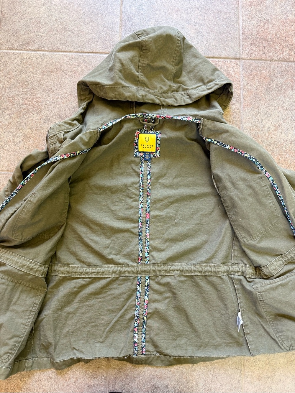 Prince & Fox Olive Green Utility Jacket Size Medium 100% Cotton - Picture 5 of 7